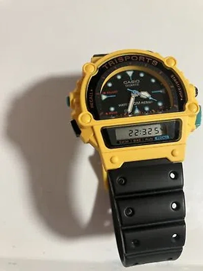 Pre-owned Casio Rare Vintage 1991  Tri-sports Swim Bike Run Triathlon Japan Mens Watch