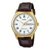 Casio Retro Fashion Business Analog Watch 'gold White Brown' In Multi