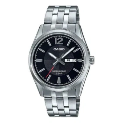 Casio Retro Fashion Business Analog Watch 'metallic Silver Black' In Gray