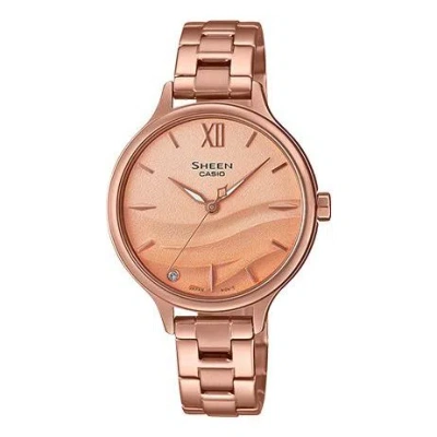 Casio Seawave Subject Fashion 3d Minimalistic Watch Sapphire Crystal Gradient Pink In Gold