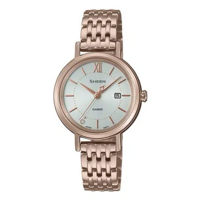 Casio Sheen Analog Watch 'rose Gold Crystal White' In Metallic