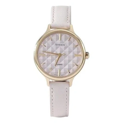 Casio Sheen Minimalistic Rhombus Analog Watch 'gold Pale Pink' In Purple