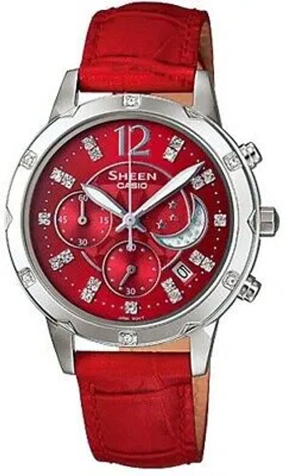 Pre-owned Casio Sheen Model She-5017l-4a Women's Watch Leather