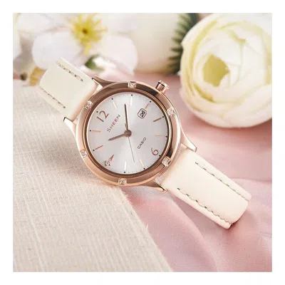 Casio Sheen Sapphire Crystal Quartz Waterproof Rose Gold Analog In Pink