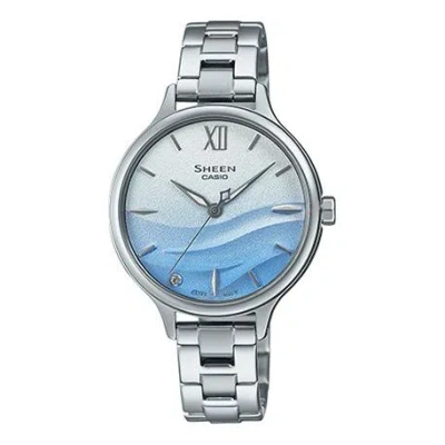 Casio Sheen Series Sea Wave Subject Stylish Simplicity Blue Lens Gradient Blue Sapphire Crystal In Metallic