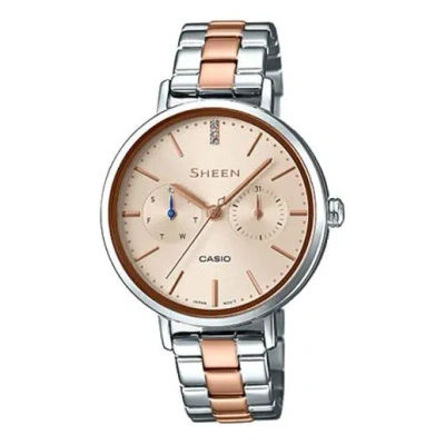 Casio Sheen Series Swarovski Element Dial Waterproof Exquisite Elegant Watch Silver Analog In Metallic