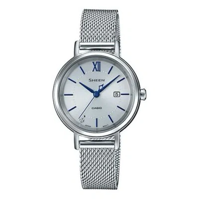 Casio Sheen Solar Powered Quartz Waterproof Sapphire Crystal Silver Analog In Metallic