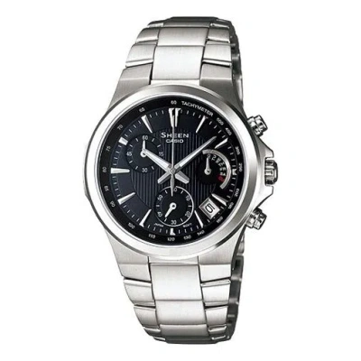 Casio Sheen Stainless Steel Strap Black Analog/digital Combo In Metallic