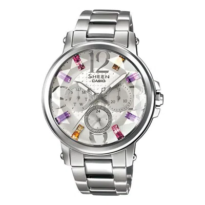 Casio Sheen Stylish Waterproof Quartz Movement Stainless Steel Strap Watch 44*38.4*11mm Silver