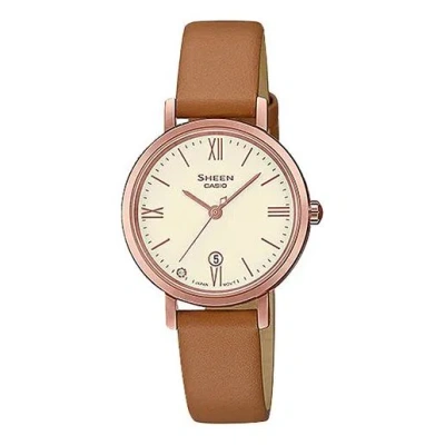 Casio Sheen Waterproof Quartz Sapphire Crystal Brown Analog