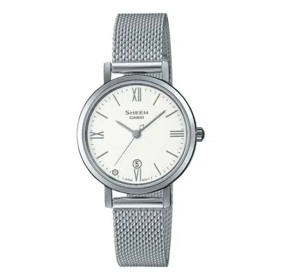 Casio Sheen Waterproof Quartz Sapphire Crystal Silver Analog In Metallic