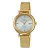 Casio Sheen Waterproof Quartz Sapphire Crystal Solar Powered Silver Dialgold Strap Silvergold Analog