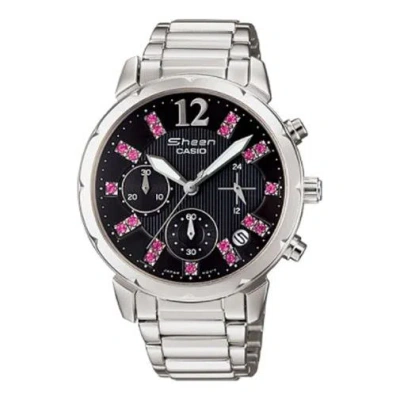 Casio Sheen Waterproof Stainless Steel Strap Black Analog In Neutral