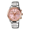 Casio Sheen Waterproof Stainless Steel Strap Pink Analog In Silver
