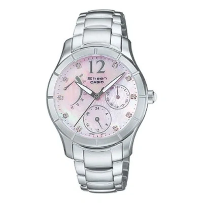 Casio Sheen Waterproof Stainless Steel Strap Pink Analog In Neutral