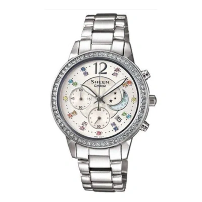 Casio Sheen Waterproof Stainless Steel Strap White Analog In Metallic