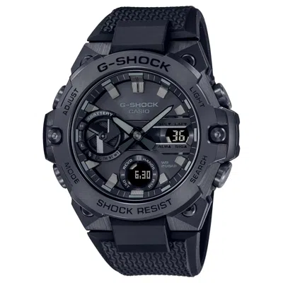 Pre-owned Casio Shock G- Steel Black Round Dial Men's Watch Gstb400bb-1a