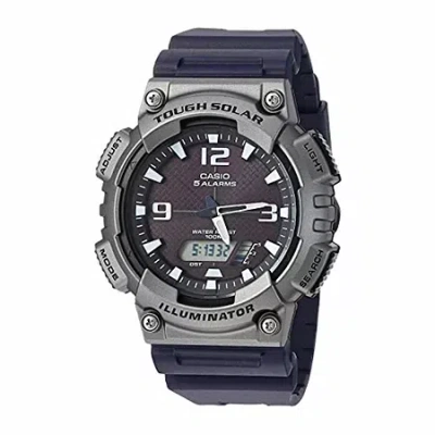 Casio Solar Mens Digital Black Strap Watch Aqs810w-1a4vcf In Blue