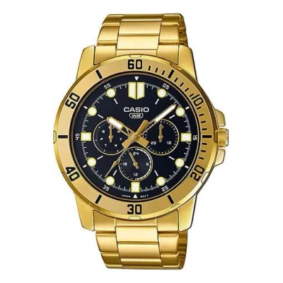 Casio Sports Quartz Waterproof Black Dial Mens Black Analog In Gold