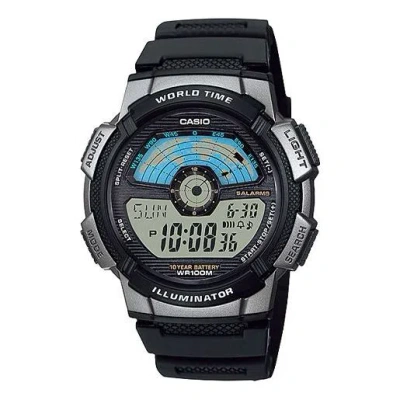 Casio Sports Quartz Waterproof Mens Silverblack Analog In Black