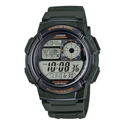 Casio Sports Quartz Waterproof Shockproof Mens Dark Green Digital In Black
