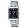 Casio Square Stainless Steel Band Stainless Steel Strap Black Analog In Metallic