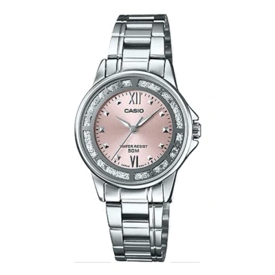 Casio Stainless Steel Bandwaterproof Stainless Steel Strap Pink Analog In Metallic