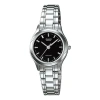 Casio Stainless Steel Strap Quartz Waterproof Black Dial Black Analog In Metallic