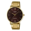 Casio Stainless Steel Strap Quartz Waterproof Brown Dial Mens Brown Analog In Gold