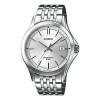 Casio Stainless Steel Strap Quartz Waterproof Mens Silver Analog In Metallic