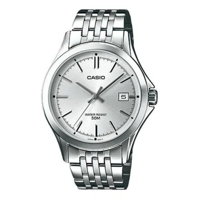 Casio Stainless Steel Strap Quartz Waterproof Mens Silver Analog In Metallic