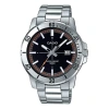 Casio Stainless Steel Strap Quartz Waterproof Mens Silverblack Analog In Metallic