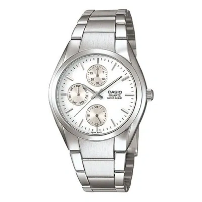 Casio Stainless Steel Strap Quartz Waterproof Mens Silverwhite Analog
