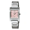 Casio Stainless Steel Strap Quartz Waterproof Pink Dial Pink Analog In Metallic