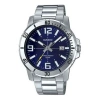 Casio Stainless Steel Strap Waterproof Mens Silver Analog In Metallic