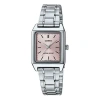 Casio Stainless Steel Strap Waterproof Pink Analog In Silver