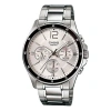 Casio Stainless Steel Waterproof For Men White Dial Mens White Analog