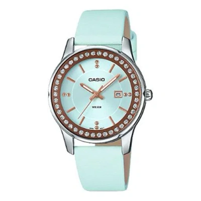 Casio Standard Quartzes Ladies Ltp-1358l-2a Black Waterproof Green Analog In Blue