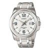 Casio Standard Steel Band Men's White Stainless Steel Strap White Dial Mens White Analog
