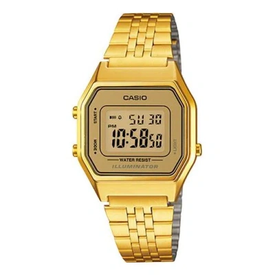 Casio Standard Vintage Dial Steel Link Band En Waterproof Gold Digital