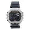 Casio Stylish Quartz Movement 47.2*44.5*13.4mm Resin Strap Watch Black Silver Unisex Mens