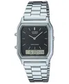 Casio Unisex Analog Digital Silver-tone Stainless Steel Watch, 29.8mm In Metallic