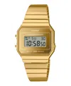 Casio Unisex Digital Gold Tone Stainless Steel Watch, 35.5mm A700wevg-9avt In Gold