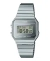 Casio Unisex Digital Silver Tone Stainless Steel Watch, 35.5mm A700wev-7avt In Silver