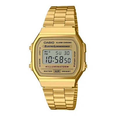 Casio Unisex Gold Digital Watch With Champagne Dial - A-168wg-9wdf In Multi