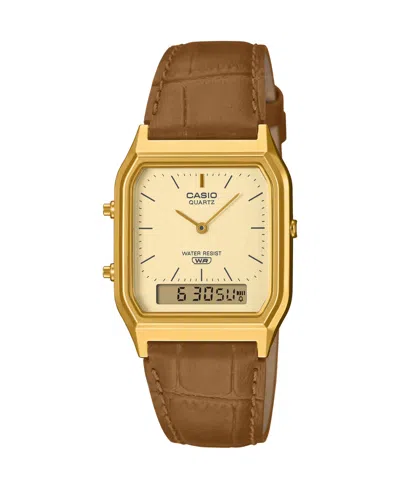 Casio Unisex Vintage Analog-digital Japanese Quartz Brown Leather Watch 29.8mm