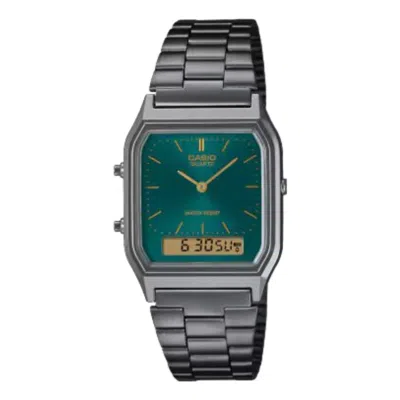 Casio Vintage Aq-230 Series 'black Green' In Gray