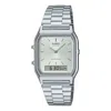 Casio Vintage Daul Time Water Resistant Stainless Steel Band 'silver' In Metallic