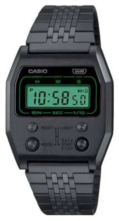 Pre-owned Casio Vintage Digital (35mm) Black Digital Dial / Black Stainless A1100b-1ef