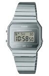 Casio Vintage Digital Bracelet Watch, 37.4mm X 35.5mm In Silver